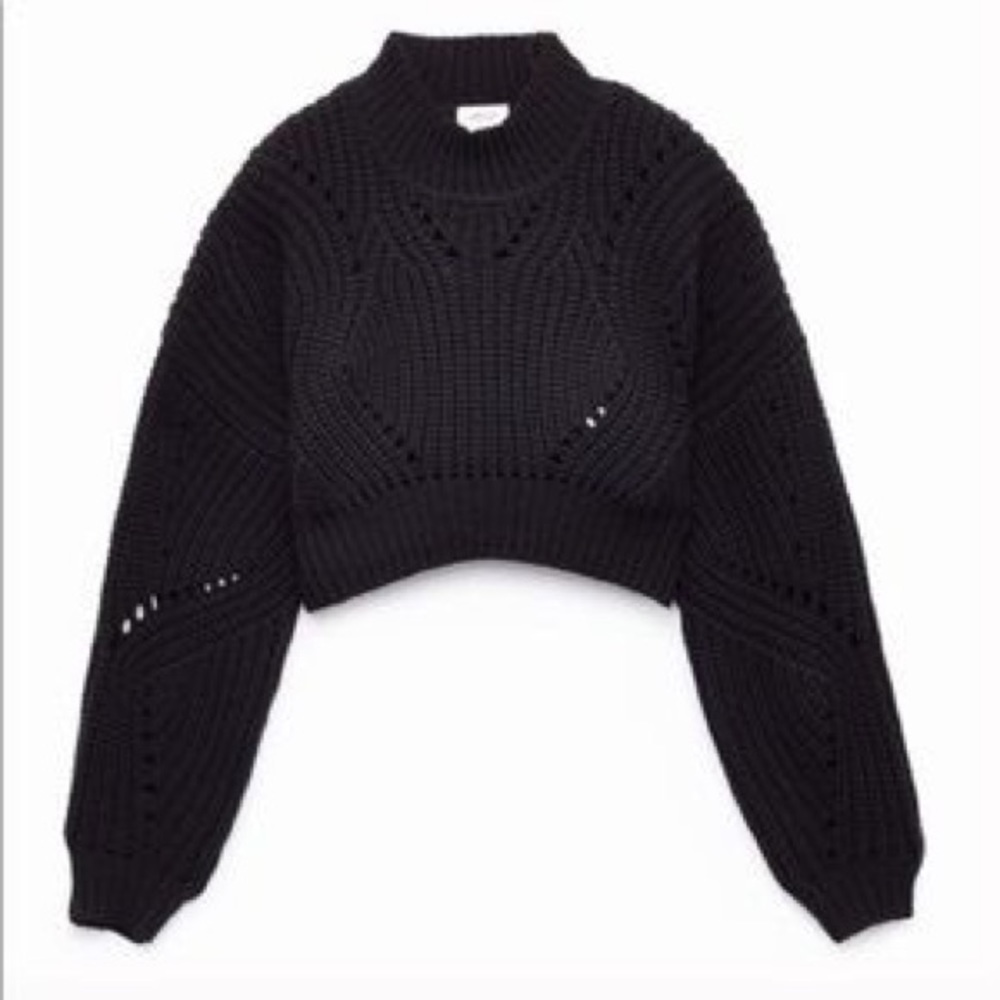 Aritzia - Wilfred - Goulaine Sweater - Cropped / Mock Neck - Black - Size XS